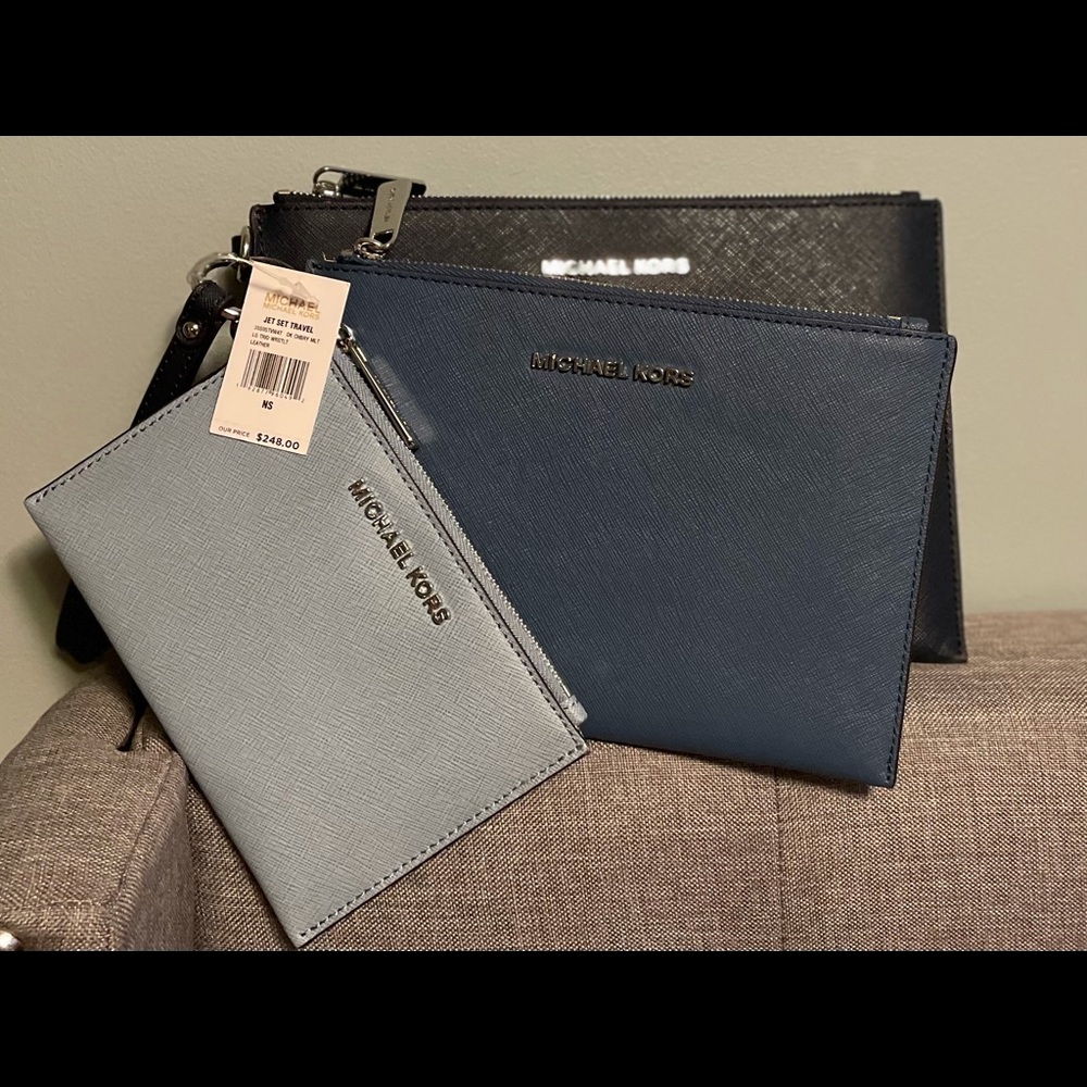 Michael Kors leather lg trio wristlets